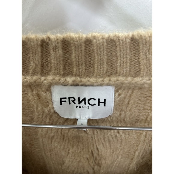 Anthropologie FRNCH PARIS Sweater Vest Chunky Knit Boho Size L Camel Color - Picture 4 of 10
